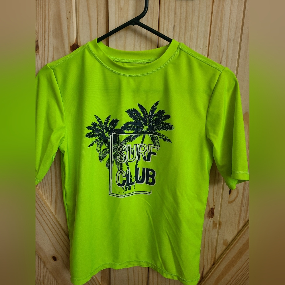 Boys size XL 14-16 neon yellow/greenish swimshirt.